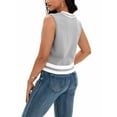 thumbnail image 3 of ATHLECHIC Women's Summer Crop Knit Color Block Sleeveless V Neck Tank Tops S Gray White, 3 of 5
