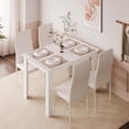 thumbnail image 2 of Dining Table Set for 4 with High Back Faux Leather Chairs, Kitchen Dining Room Home Office Set, 47.2 x 35.4 x 29.5'' (White Table and Chairs), 2 of 7