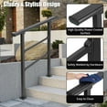 thumbnail image 3 of Outdoor Handrail, 3 Step Stair Handrail, Outdoor Stair Railing Fits 2 to 3 Steps, Wrought Iron Handrail for Concrete Steps, Porch Steps, Easy Assembly, Black, 3 of 6