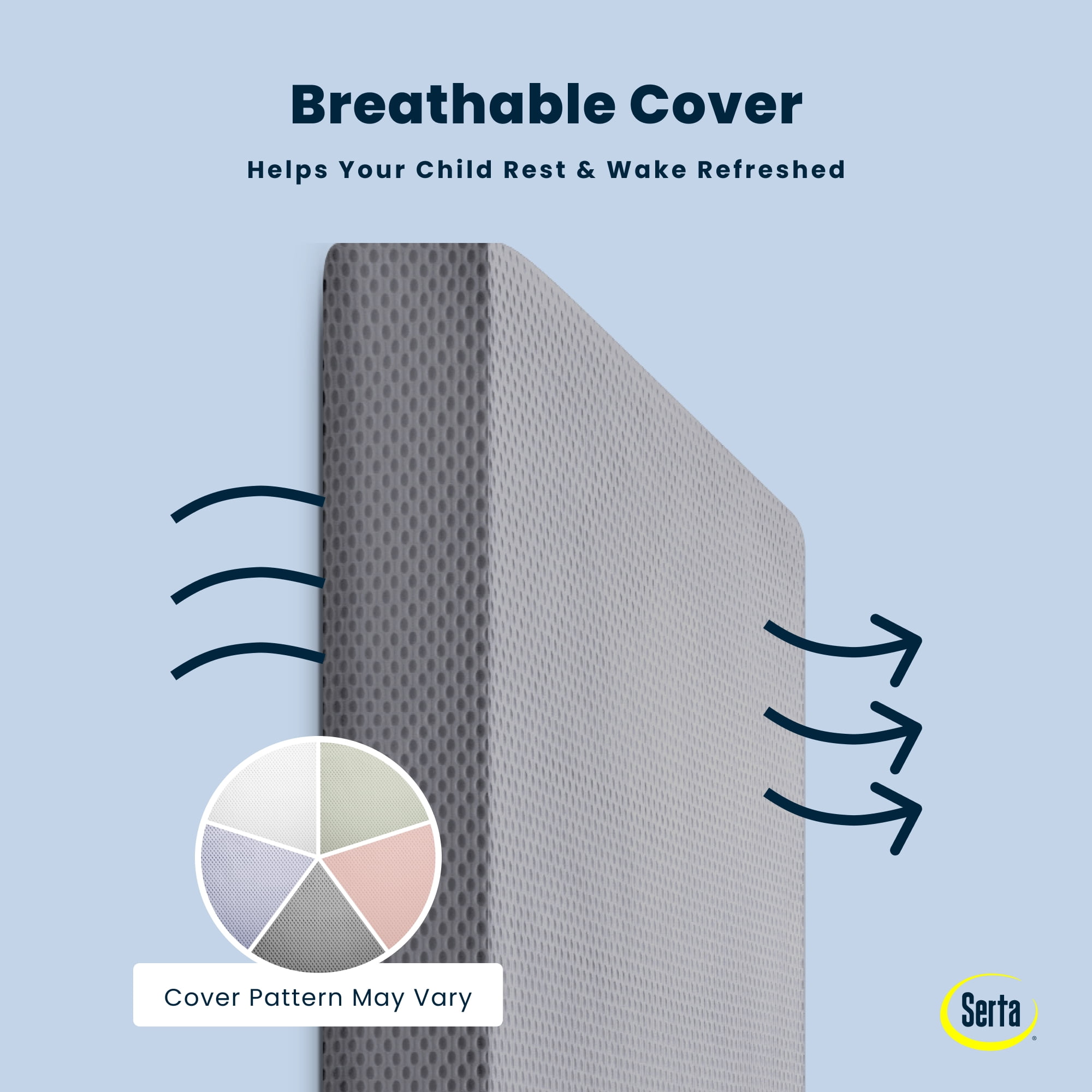 Serta Perfect Slumber Breathable Two-Stage Crib Mattress and Toddler Mattress - Breathable Cover and Fiber Core, Machine Washable Cover, Waterproof, 7 Year Warranty, A