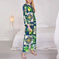 thumbnail image 4 of Kll Lemon And Leaves Print Women'S Long Sleeve Pajamas With Pants Sleepwear Loungewear 2 Set-Medium, 4 of 9