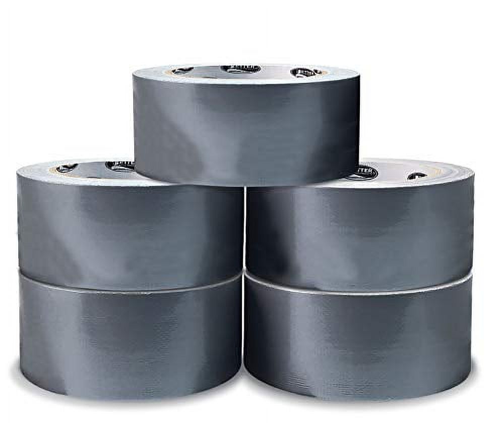 5 Pack Silver Heavy Duty Duct Tape by Better Office Products, 7.3mil, 1.88 Inch x 30 Yards Per Roll, Easy Tear, 5 Pack, Silver