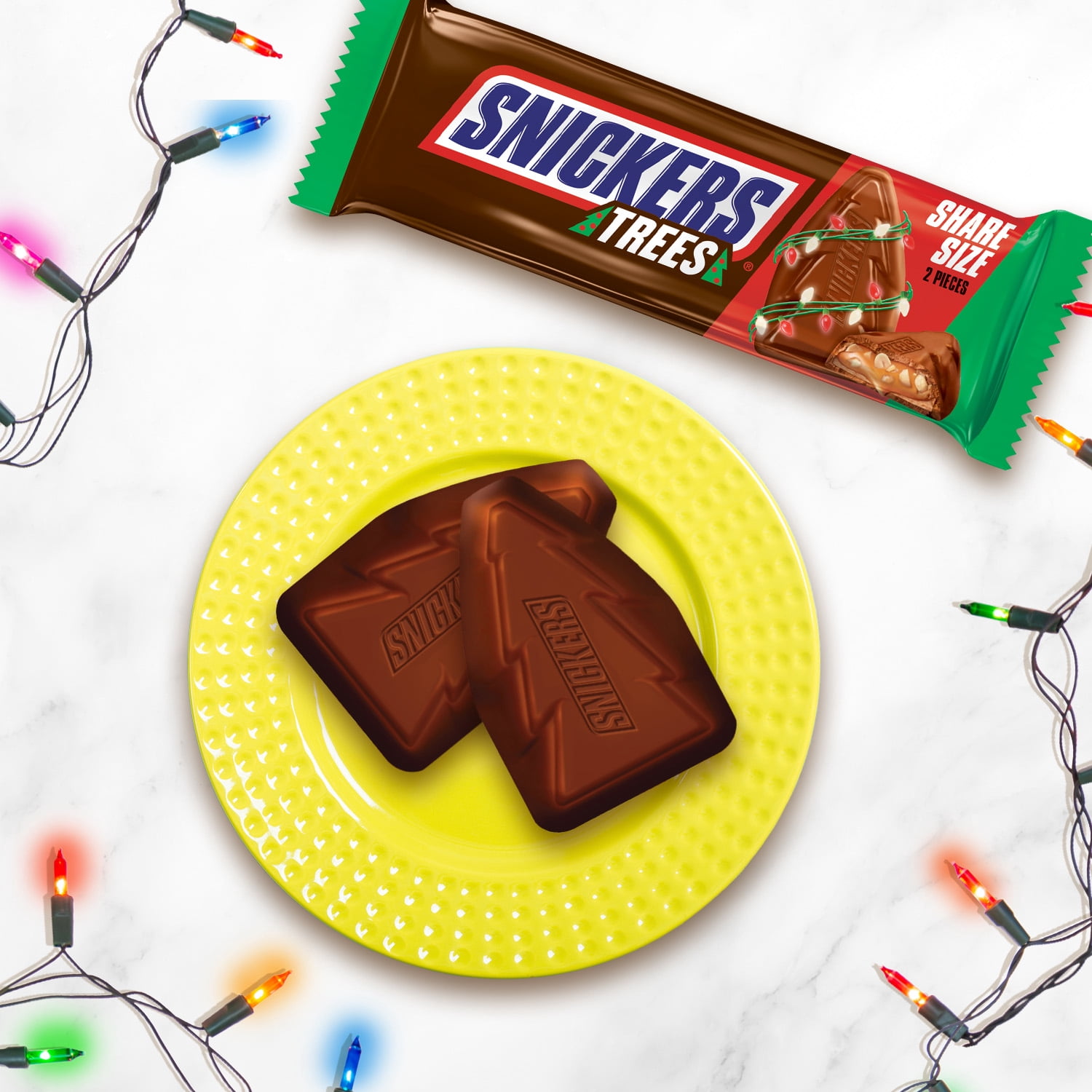 (2 pack) Snickers Trees Christmas Candy Chocolate Bars, Share Size - 2.2 oz pack