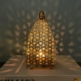 thumbnail image 2 of Moroccan Inspired Hollow Metal Ramadan Candle Lantern Holder - Decorative Lantern for Ramadan, Eid Mubarak, Indoor Outdoor Decor, Vintage Gold Hanging Candle Lantern for Home, Patio, Porch, 2 of 6