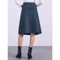 thumbnail image 4 of DARING DIVA Women's Faux Suede Pockets Stretch A-line Midi Skirt with Belt M Dark Blue, 4 of 6