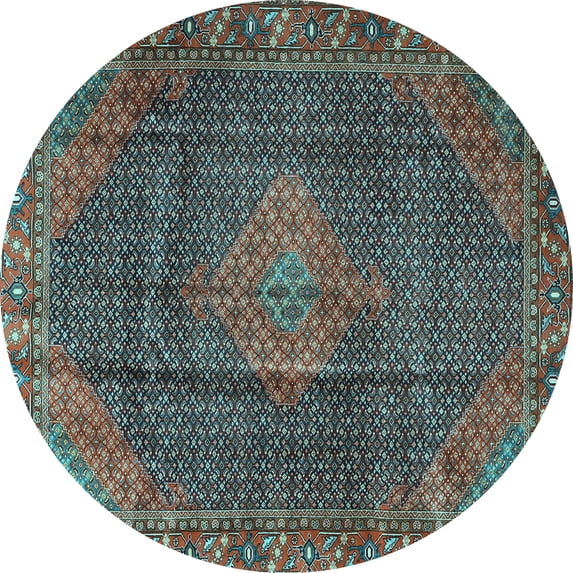 Ahgly Company Indoor Round Persian Light Blue Traditional Area Rugs, 6' Round
