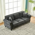 thumbnail image 5 of Newest 86" Modern 3-Seater Sofa with Rolled Arms,Chenille Upholstered Couch with Wood Legs , Nailhead Trim for Living Room, Apartment, 5 of 9