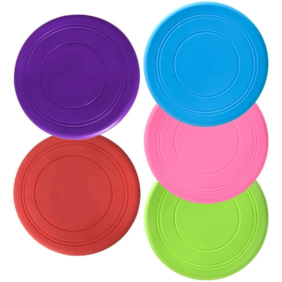 LEORX 4Pcs Yellow Dog Throwing Plate Toy Floating Interactive Pet Toy for Pool