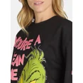 thumbnail image 4 of Dr. Seuss Grinch You're a Mean One Graphic Crewneck Pullover Sweatshirt, Women's, 4 of 6