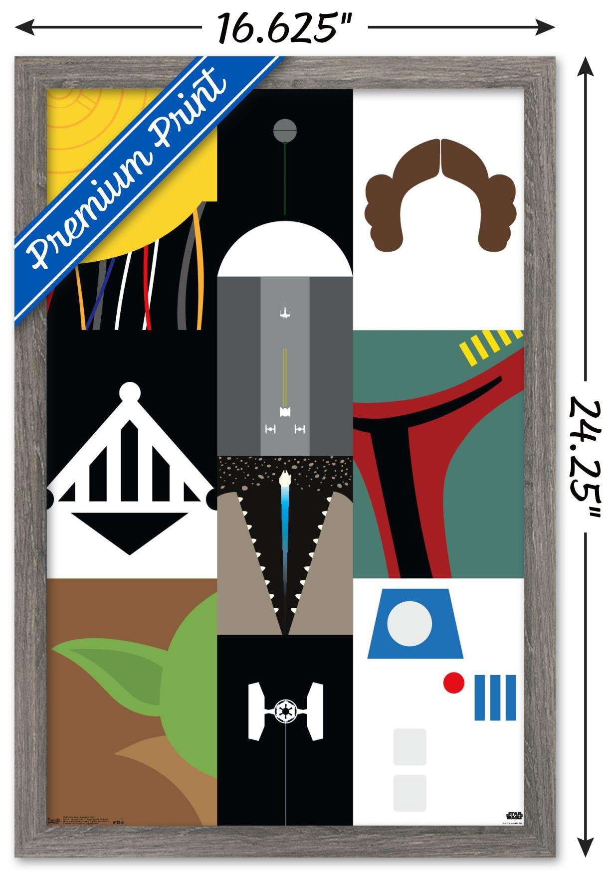 Star Wars: Saga - Simplistic Grid Wall Poster, 14.725" x 22.375", Framed