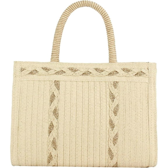 Zhengup Tote Handbag Women Summer Purse Straw Raffia Beach Bag Square Woven Large Crossbody Shoulder Boho Work Satchel