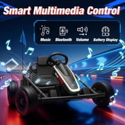 Joyracer 24V 14Ah Kids Electric Go Kart with Remote Control, 3 Speed Modes 5–10 MPH, 2 * 200W Motors, Metal Frame Ride on Toys Drift Kart for Big Kids, Music & Bluetooth, Black