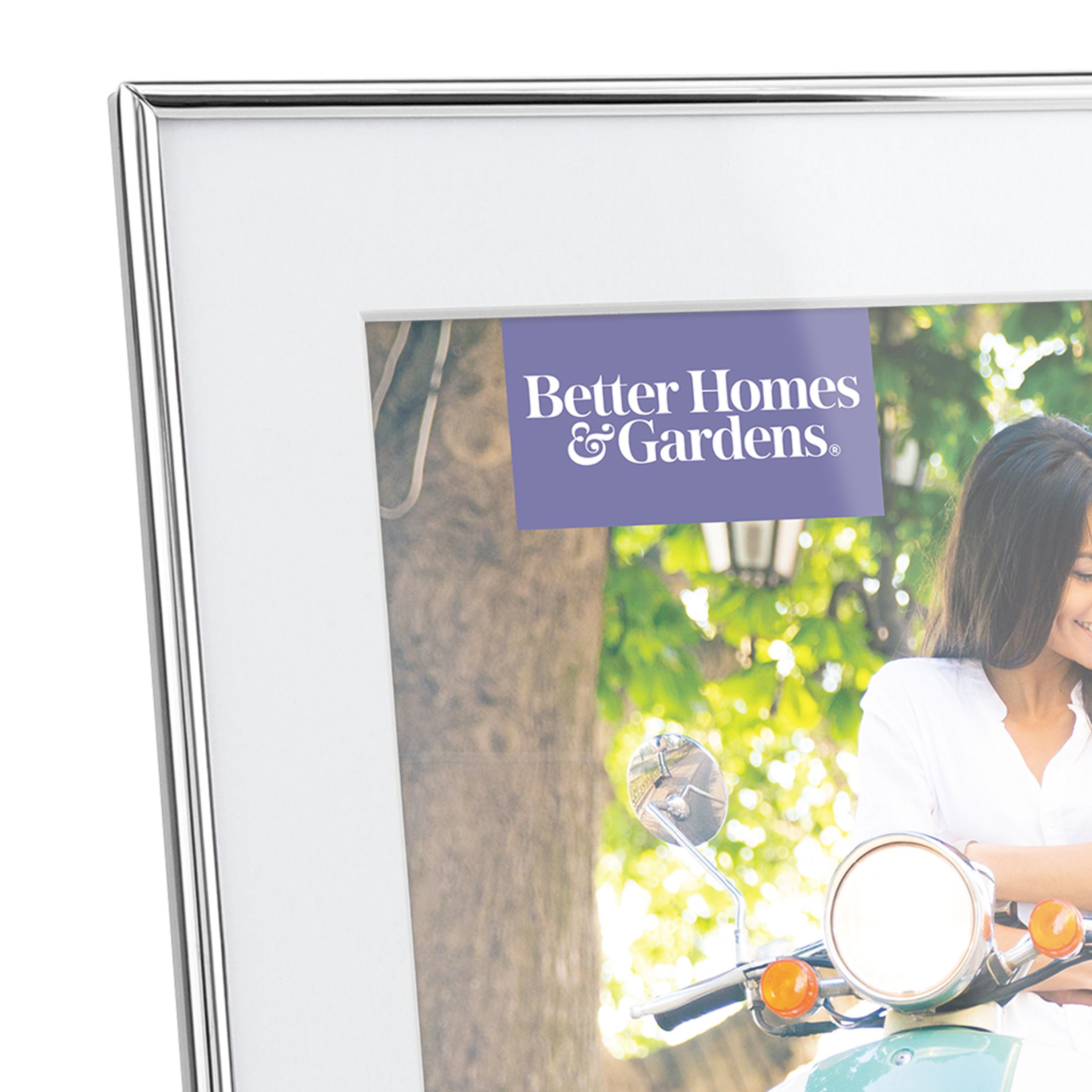 Better Homes & Gardens 10" x 12" Matted to 8" x 10" Rectangle Metal Tabletop Single Picture Frame, SLVR