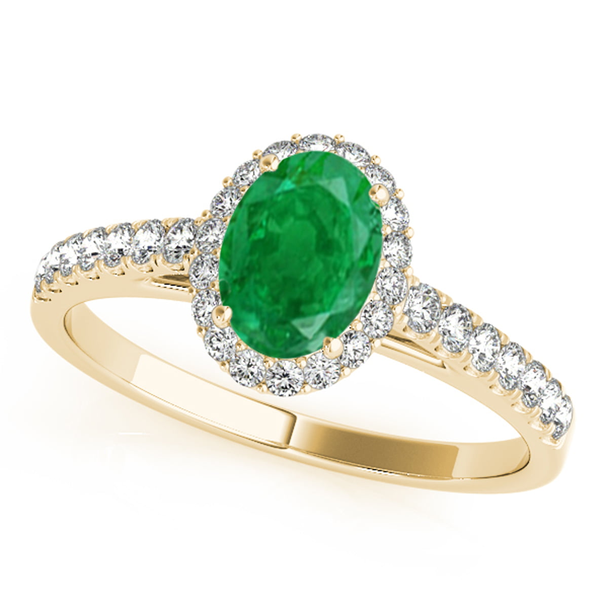 MauliJewels - 0.70 Ct. Diamond & Oval Shaped Emerald Engagement Ring ...
