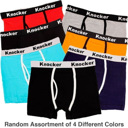 Knocker Men's 4 Pack of Stretch Cotton Color Boxer Briefs