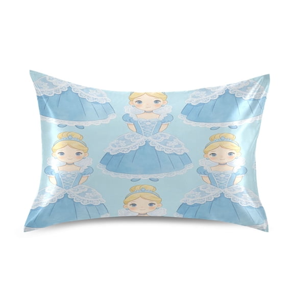 Satin Pillow Case Envelope Pillow Covers Standard Size Soft Pillow Cases for Bedroom, Blue Girl Printed