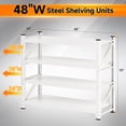 thumbnail image 6 of MIIIKO Heavy Duty 4-Tier Adjustable Storage Shelves, 48"W x 24"D x 70"H Metal Shelving Unit, 4000LBS Capacity Steel Rack for Garage Warehouse Basement, Industrial Commercial Utility Shelving, White, 6 of 9