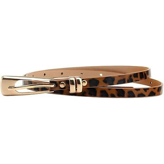 Leopare Print Belt for Women High Waist Belt for Girls Thin Leather Belt for Women Vintage Fashion Leather Belt