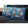 thumbnail image 5 of Ambesonne Ocean Throw Pillow Cover 4 Pack, Palm Tree Island Octopus, 18", Blue Orange White, 5 of 5