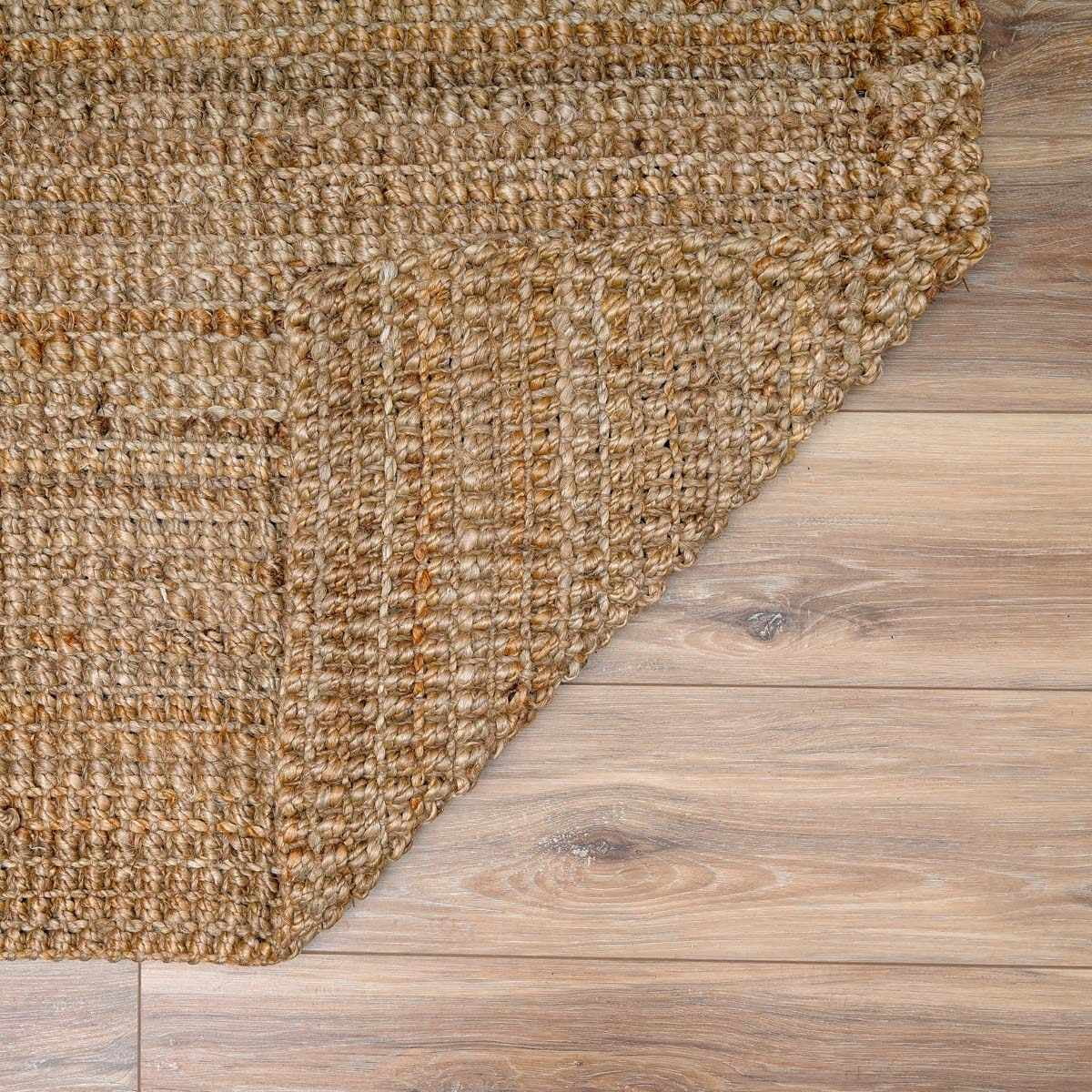 BoutiqueRugs Ambel Braided Bohemian Natural Jute Area Rug - Farmhouse Hand Woven Tassel Carpet for Living Room, Bedroom - Beige, Brown, Tan - 4' x 6'