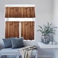 thumbnail image 6 of Kitchen Window Curtains Valance and Tier Set, Farmhouse Vintage Brown Wood Board Rod Pocket Tier Curtain Valance Set, Farm Wooden Texture Light Filtering Cafe Curtains for Bedroom Living Room, 6 of 9