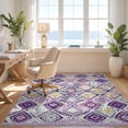 thumbnail image 3 of Design&I 3'x5' Ultra Soft Throw Mat, Purple Boho Grey Abstract Trellis Interlocking Lattice Motifs None Fluffy Washable Easy Care Indoor rug for Bedside Hallway, 3 of 7