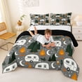 thumbnail image 3 of Catabedysis Night Camping Full Size Comforter Sets,Cute Moon Stars Bedding Comforter Set For Boys,Grey,Black Reversible,3 Pieces,1 Comforter and 2 Pillowcases, 3 of 7