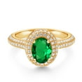 thumbnail image 2 of Gem Stone King 18K Yellow Gold Plated Silver Ring Oval Nano Emerald Moissanite (1.39 Cttw), 2 of 5
