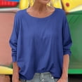 thumbnail image 2 of CheerKidz Women's Long Sleeve Round Neck Solid Color T-Shirt Fashionable Comfortable Basic Tops Versatile Layering Piece for All Seasons(Blue,XL), 2 of 6
