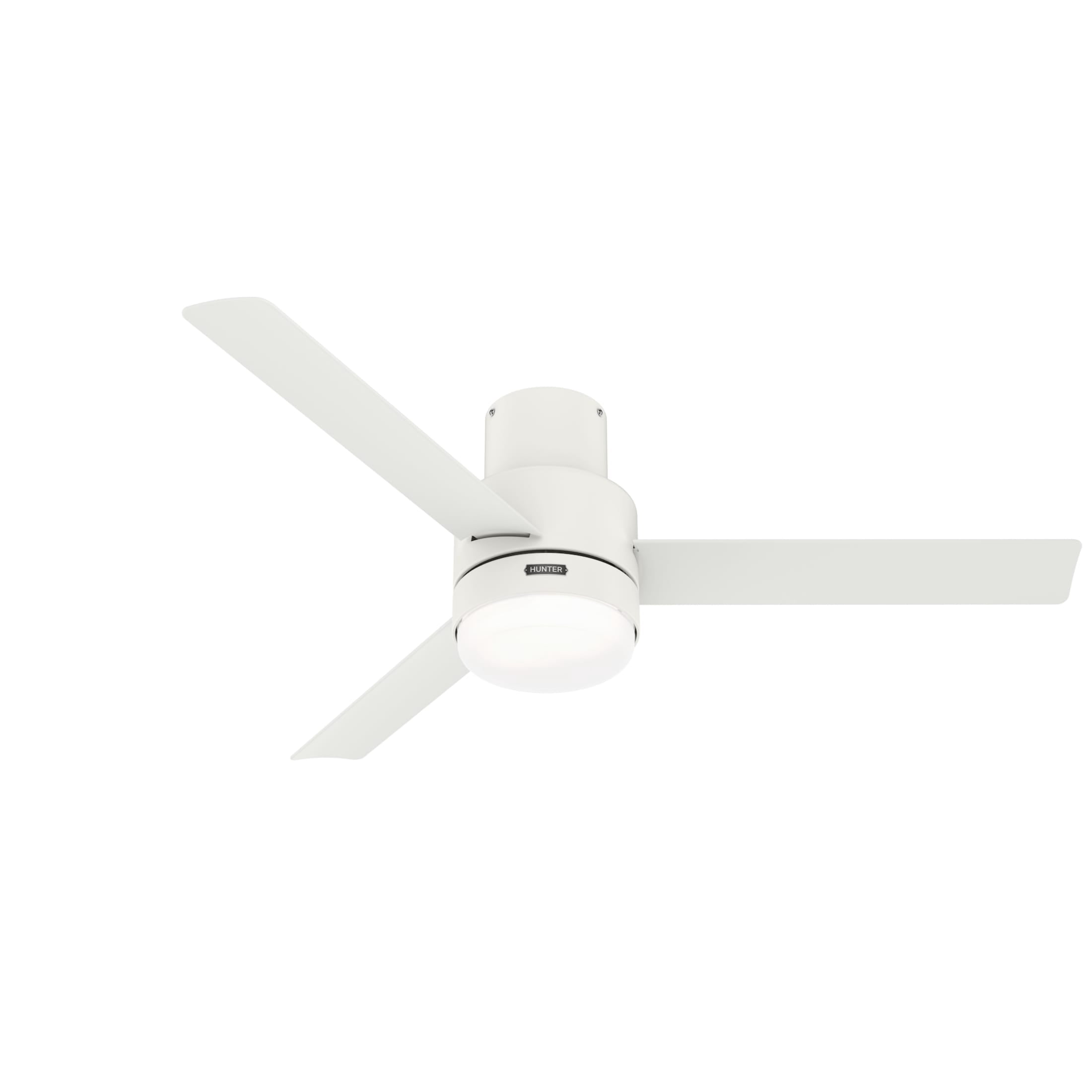 Hunter 52 inch Outdoor or Indoor Ceiling Fan with LED Light and Remote Control - Low Profile Mount Ceiling Fan, 3 Blades, For Patio, Porch, Garage, or Living Room, Quiet - Gilmour 51840, Matte White
