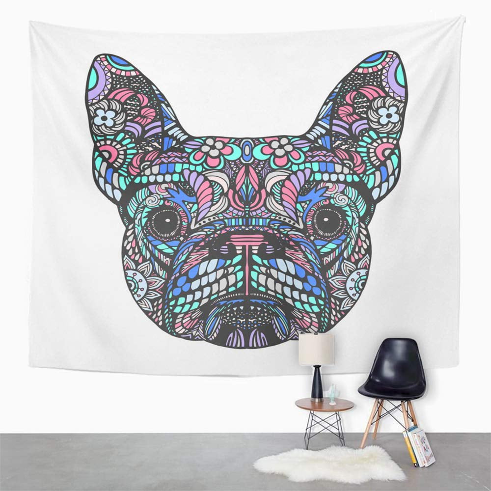 Zealgned Portrait French Bulldog Design Beautiful Beauty Black Boy Character Cool Wall Art Hanging Tapestry Home Decor For Living Room Bedroom Dorm 51x60 Inch Com - Black French Bulldog Home Decor