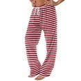 thumbnail image 4 of DENGDENG Funny Pajamas for Women Plus Size Striped Pajama Pants Casual Wide Leg Lounge Sleepwear Pants Halloween Christmas Petite Stretchy Palazzo Pjs Red XL, 4 of 6