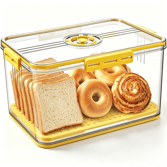 Bread Box For Homemade Bread Storage Container With Airtight Lid (Large), Baked Goods Storage For Kitchen Countertop Pantry,Yellow