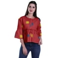thumbnail image 4 of Moomaya Boho Tops Cotton Casual Loose Blouses Summer Wear Top Round Neck T Shirt, 4 of 5