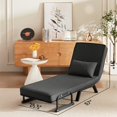 thumbnail image 2 of 5-in-1 Sleep Chair Bed, Comfy Convertible Lounge for Adults, Multifunctional Sofa Bed for Small Spaces, Black Linen Design with Adjustable Backrest, 2 of 9