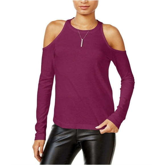 Camiseta básica con hombros descubiertos Chelsea Sky para mujer, rojo, grande