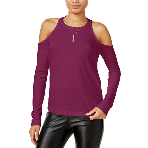 Camiseta básica con hombros descubiertos Chelsea Sky para mujer, rojo, grande