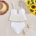 thumbnail image 5 of Confree For Girls Summer 2 Piece Swimsuit Solid Color Bathing Suits Holiday Casual Comfortable Little Girls Swimwear Size 9-10 Years White, 5 of 7