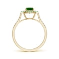 thumbnail image 2 of Angara Natural 0.55 Ct. Emerald with Diamond Halo Ring in 14K Yellow Gold for Women (Ring Size: 3), 2 of 8