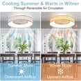 thumbnail image 2 of DingLiLighting 25" LED Ceiling Fan with Light and Remote, Wood Grain Mount Ceiling Fan,Modern Bladeless Ceiling Fan Low Profile Ceiling Fan Flush Mount, 2 of 8