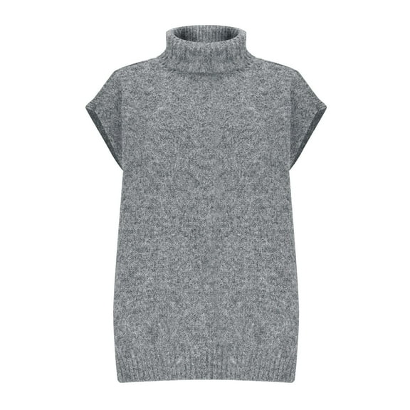 Women's Turtleneck Sweaters Cap Sleeve Casual Loose Fit Pullover Solid Color Tops Fall Fashion Soft Stretchy Shirts