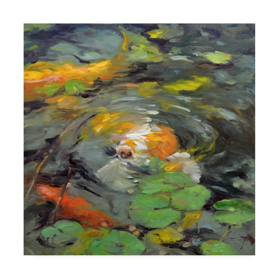 Trademark Fine Art 'Golden Koi Swimming' Canvas Art by Chuck Larivey
