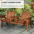 thumbnail image 3 of Outsunny Patio Bench, Wood Garden Bench with Center Table & Umbrella Hole, Wooden Outdoor 2 Chair Set, Slatted, Varnished, Orange, 3 of 9
