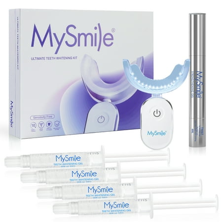 MySmile Deluxe 10 Min Teeth Whitening Kit with 28 LED Light, 4pc 35% Carbamide Peroxide Teeth Whitening Gel, 1pc 4ml Teeth Whitening Pen Remove Years of Stains, Mint