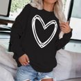 thumbnail image 2 of UPPADA Womens Love Heart Graphic Sweatshirt Long Sleeve V-Neck Pullover Top with Elbow Patches Ideal Valentine Gift for Her Black,XXL, 2 of 7