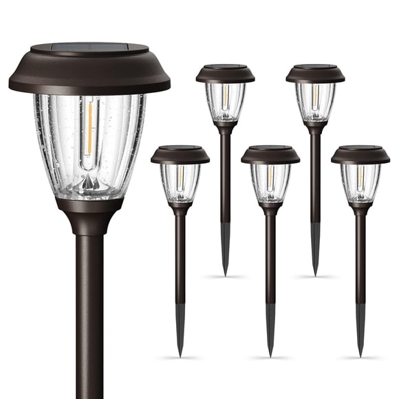 Luces solares para jardín XMCOSY+ de 6 unidades, blanco cálido, IP65