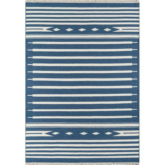 Momeni Erin Gates by Thompson Billings Hand Woven Wool Area Rug Denim 9' X 12' 9' x 12' Indoor, Handmade Rectangle
