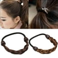 thumbnail image 3 of SPRING PARK Elastic Faux Wig Synthetic Hair Braided Headband Ponytail Holder Hairpiece Rope Natural, 3 of 7