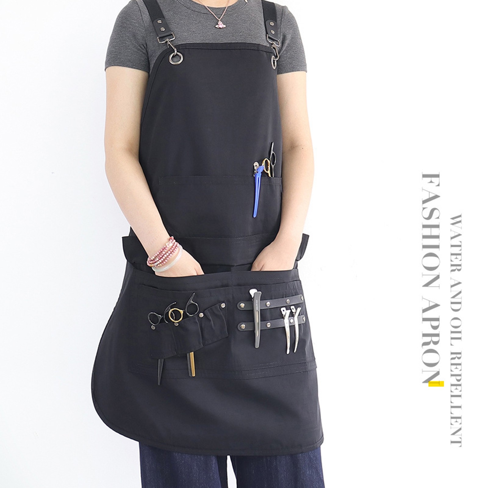 Multi-Use Work Smock for Artists Cooks Stylists Polyester with XL Pockets, Unisex Protective Apron