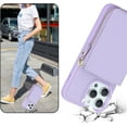 thumbnail image 3 of iPhone 13 pro max Phone case Wallet with Zipper Card Holders for Women, iPhone 13 pro max Case Wallet with Credit Card with Ring Kickstand Zipper Stand Case for iPhone13promax - Lilac, 3 of 18